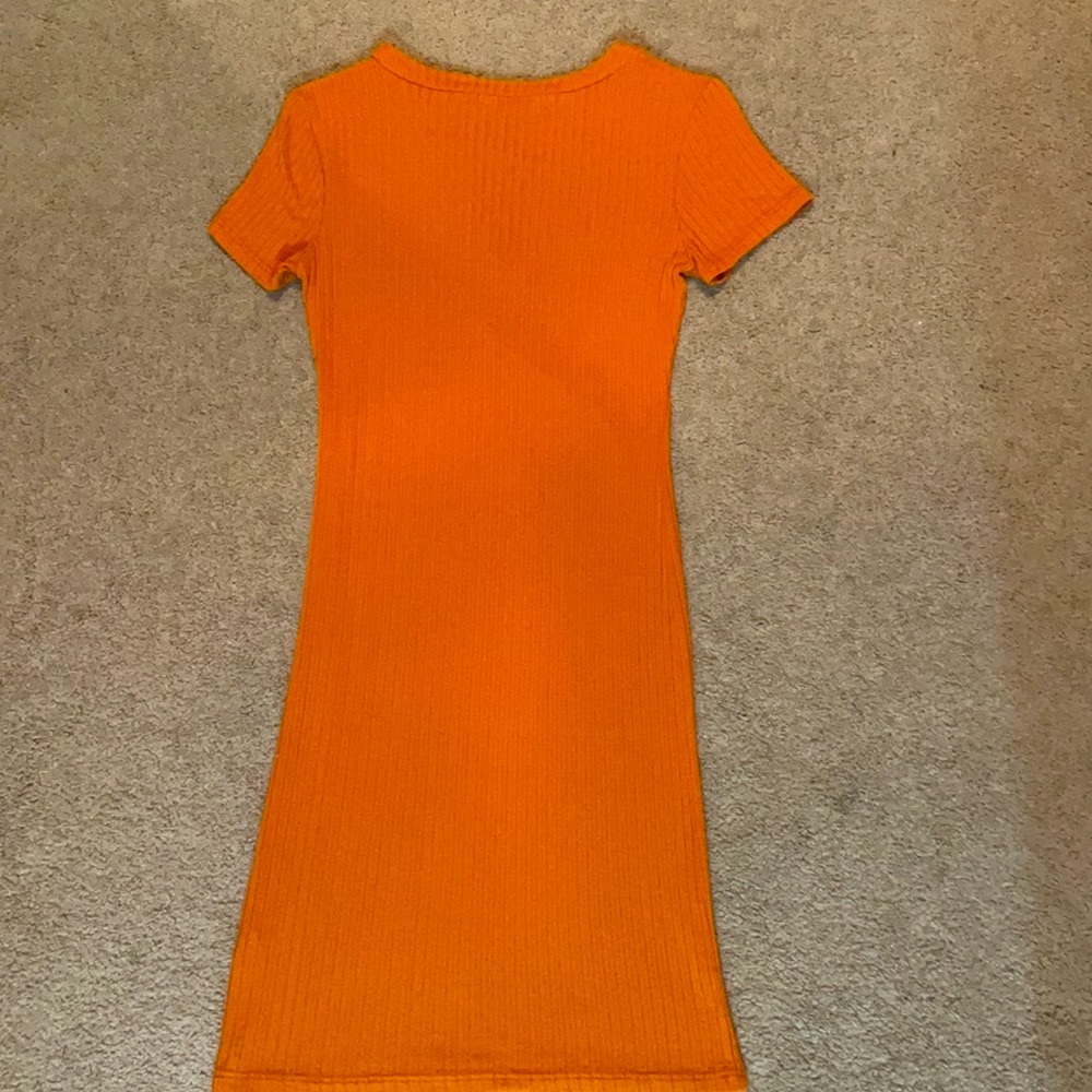 Orange Ribbed Dress - Picture 3 of 5